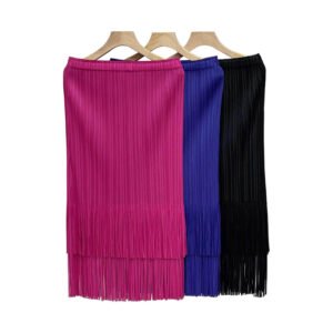 K231232 Jia Ning New Loose and Versatile Style Fashionable Elastic Band Medium Long Double Layer Tassel Half Skirt：圖片 7
