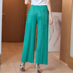 K221082 Jiatwisted pleated loose casual age reducing slimming straight leg wide leg side folded pants trendy pants for women：圖片 5