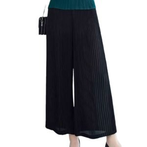 Jia Ning summer hot item loose and versatile thin breathable cropped pants solid color wide leg pants：圖片 5