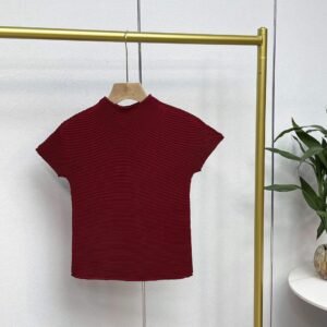W230416 Jia Ning New Summer Versatile Round Neck Short Sleeve T Clear Color Corn Fold Top Japanese and Korean Casual Style Versatile：圖片 8