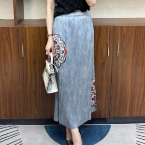 Summer slimming half skirt, women's half skirt, fashionable and versatile, retro half skirt, Chinese style slit, Chinese style, cultural and artistic