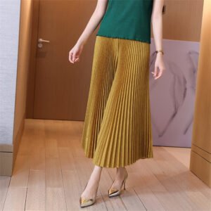 Jialing pleated wind Nanyou high-end women's casual pants with high elasticity, high temperature setting, sun pleats, fashionable and casual pleated pants