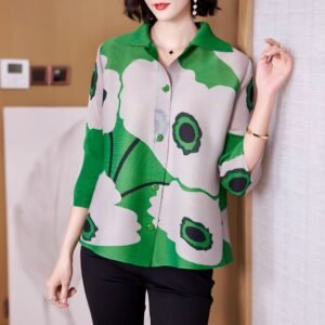 K221152 Jia Ning Fold New Fashionable Loose and Versatile temperament Flip Collar Cardigan Top：圖片 2