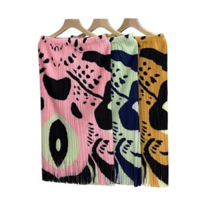 K231218 new print versatile fashion elastic band mid long half skirt double floral tassel half skirt：圖片 7