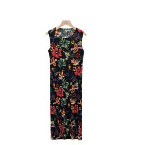 K231217 popular new round neck long vest skirt sleeveless printed tassel dress：圖片 5