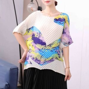 Jia Ning's new fashionable summer short sleeved round neck thin bamboo leaf frog top：圖片 7