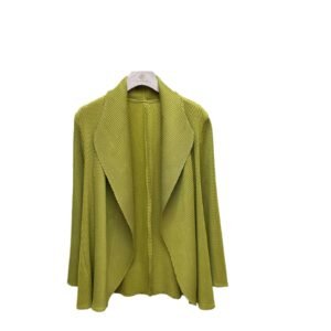 Jia Ning's new autumn and winter long sleeved versatile plus size women's clothing fish scale pleated lapel cardigan jacket with a versatile temperament：圖片 6