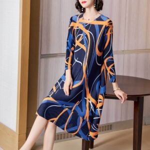 K221158 new versatile loose casual line medium long three color line women's dress summer fashion：圖片 7