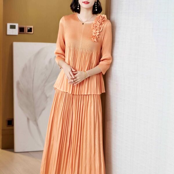 New style with fresh and sweet versatile loose suit, left shoulder nail flower fashionable casual pants top set, gentle