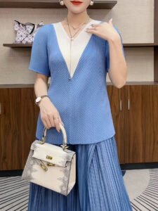Wrinkle 2024 Summer New Fashionable Feminine Style, Aging and Slimming, Casual Women's Wear, Short Sleeve T-shirt Top：圖片 5
