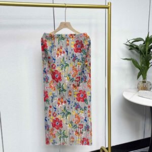 K231209 temperament print versatile fashion elastic band medium long tassel print half skirt artistic retro A-line skirt：圖片 8