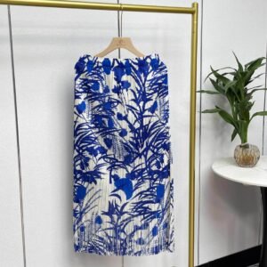 Loose and casual summer new printed half skirt, blue and white porcelain tassel half skirt