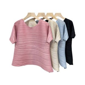 K221106 Summer Hot Loose Women's Round Neck Irregular Top Splicing Slant Top：圖片 6