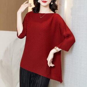 K210131 Jia Ning Fold Short Top Women's 2021 New Fashion Loose Fat MM Large Age Reducing T-shirt：圖片 8