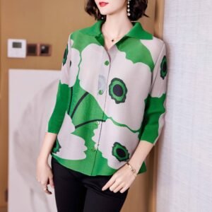 K221152 Jia Ning Fold New Fashionable Loose and Versatile temperament Flip Collar Cardigan Top