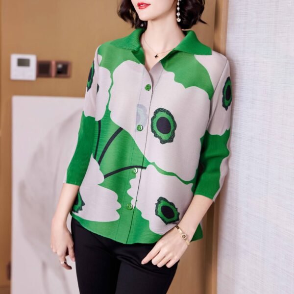 K221152 Jia Ning Fold New Fashionable Loose and Versatile temperament Flip Collar Cardigan Top