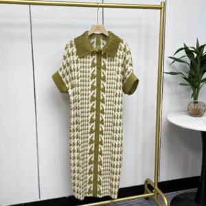 K231242 Jia Ning new loose temperament lapel long cardigan dress Thousand Bird grid 9-button cardigan skirt：圖片 8