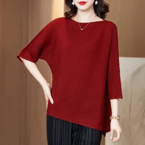 K210131 Jia Ning Fold Short Top Women's 2021 New Fashion Loose Fat MM Large Age Reducing T-shirt：圖片 4