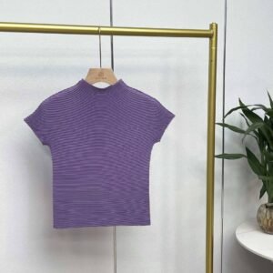 W230416 Jia Ning New Summer Versatile Round Neck Short Sleeve T Clear Color Corn Fold Top Japanese and Korean Casual Style Versatile：圖片 9
