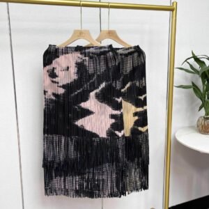 K231244 Jia Ning new summer elastic band mid long abstract double-layer tassel half skirt