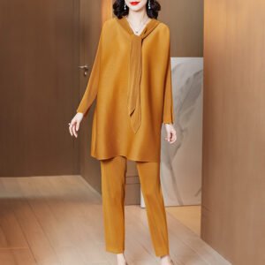 K200803 Jia Ning pleated noblewoman set two-piece set for spring 2021, stylish plus size, fat mm, slimming and reducing age