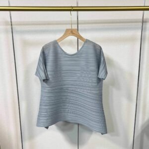 K221106 Summer Hot Loose Women's Round Neck Irregular Top Splicing Slant Top：圖片 8