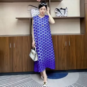 2025 Spring/Summer New Fashionable Tank Top Printed Slimming Style Sleeveless Dress Skirt Looks Thinner and Conceals Belly：圖片 4