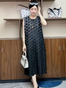 2025 Spring/Summer New Fashionable Tank Top Printed Slimming Style Sleeveless Dress Skirt Looks Thinner and Conceals Belly：圖片 6