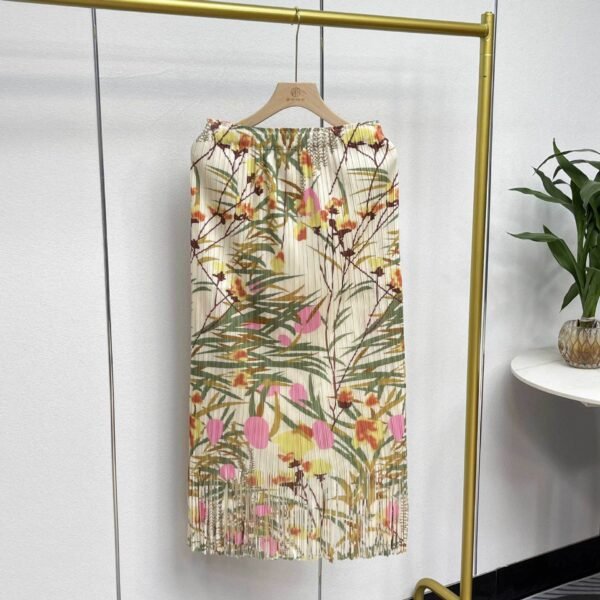 New printed women's versatile elastic band half skirt, bamboo leaf tassel half skirt, fresh and sweet countryside style half skirt