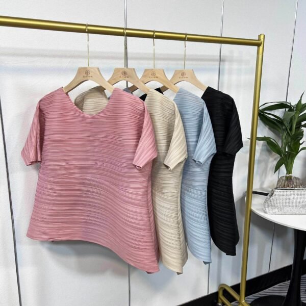 K221106 Summer Hot Loose Women's Round Neck Irregular Top Splicing Slant Top