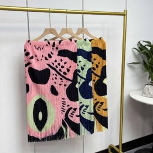 K231218 new print versatile fashion elastic band mid long half skirt double floral tassel half skirt