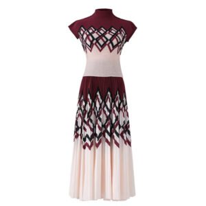 New summer versatile and fashionable slim fit short sleeved set with geometric corn pleats：圖片 5