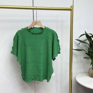 Jia Ning's new loose short sleeved summer round neck geometric pleated top, fresh and sweet casual short sleeved T-shirt, versatile：圖片 10