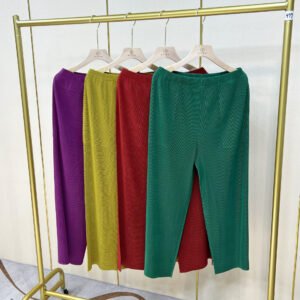 K221184 Jia Ning pleated new fashion versatile solid color straight leg pants wide leg pants black striped wide leg pants