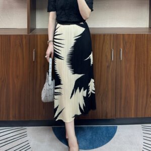 Summer slimming half skirt, women's half skirt temperament, pleated mid length skirt, printed fashionable and versatile thin style：圖片 8