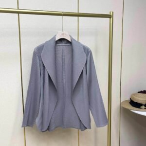 Jia Ning's new autumn and winter long sleeved versatile plus size women's clothing fish scale pleated lapel cardigan jacket with a versatile temperament：圖片 7