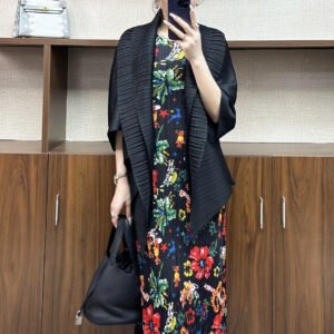 Jia Ning's new fashionable and stylish plus size women's clothing loose solid color simple double-layer collar irregular cardigan jacket