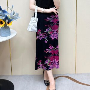 Western style women's morning glory flower skirt with fashionable summer retro slit long style slim fit printed slimming skirt：圖片 6