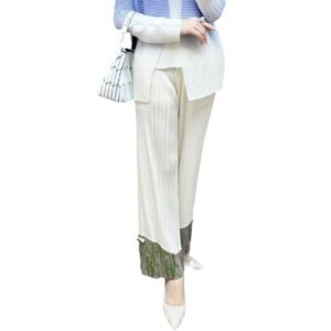 Jia Ning pleated summer wide leg pants for women's fashion and casual style, striped and hanging straight leg pants for women's loose fit：圖片 6