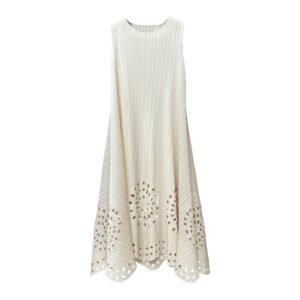 French dress pleated skirt burnt flower high-end three-dimensional sleeveless summer new long French loose vest dress：圖片 7