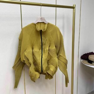 Jialing's new slimming women's long sleeved three-dimensional zipper cardigan jacket with stand up collar and artistic retro style：圖片 6