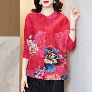 K210126 Jia Ning Fold Loose Large Size Top for Women 2021 Spring New Style Temperament Reduced Age Wide Wife Women's T-shirt