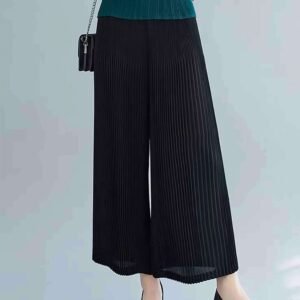 Jia Ning summer hot item loose and versatile thin breathable cropped pants solid color wide leg pants：圖片 8