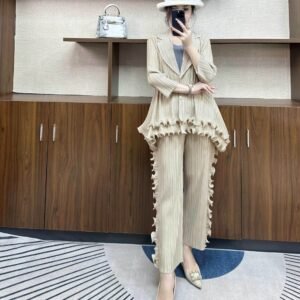 Jia Ning's new slimming plus size fashionable and stylish women's button autumn and winter edition lapel fungus set