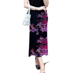 Western style women's morning glory flower skirt with fashionable summer retro slit long style slim fit printed slimming skirt：圖片 5