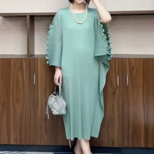 Miyake Fold New High end Fashion Style Loose and Elegant Purple Dress Large Size 2024 Autumn Edition Online