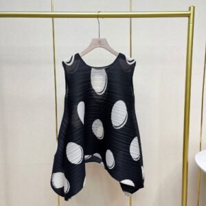 Japanese style romantic polka dot sleeveless pleated top 2024 summer new loose slimming irregular versatile vest：圖片 7