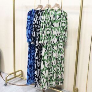 K221096 Jia Ning loose long versatile casual printed dress with speckled print dress