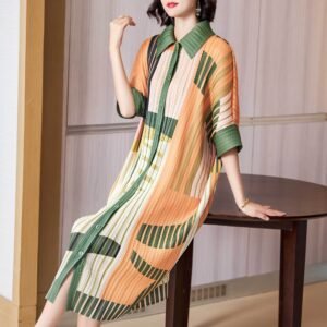 K221145 new style temperament lapel striped skirt temperament commuting elegant women's dress coat cardigan versatile：圖片 8