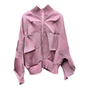 2024 coat, high-end zipper, fashionable temperament, pleated new bat casual top, cardigan, loose and versatile for autumn and winter：圖片 8